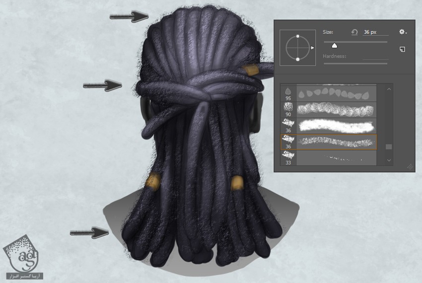 آموزش Photoshop : نحوه طراحی موی بافت و گیس