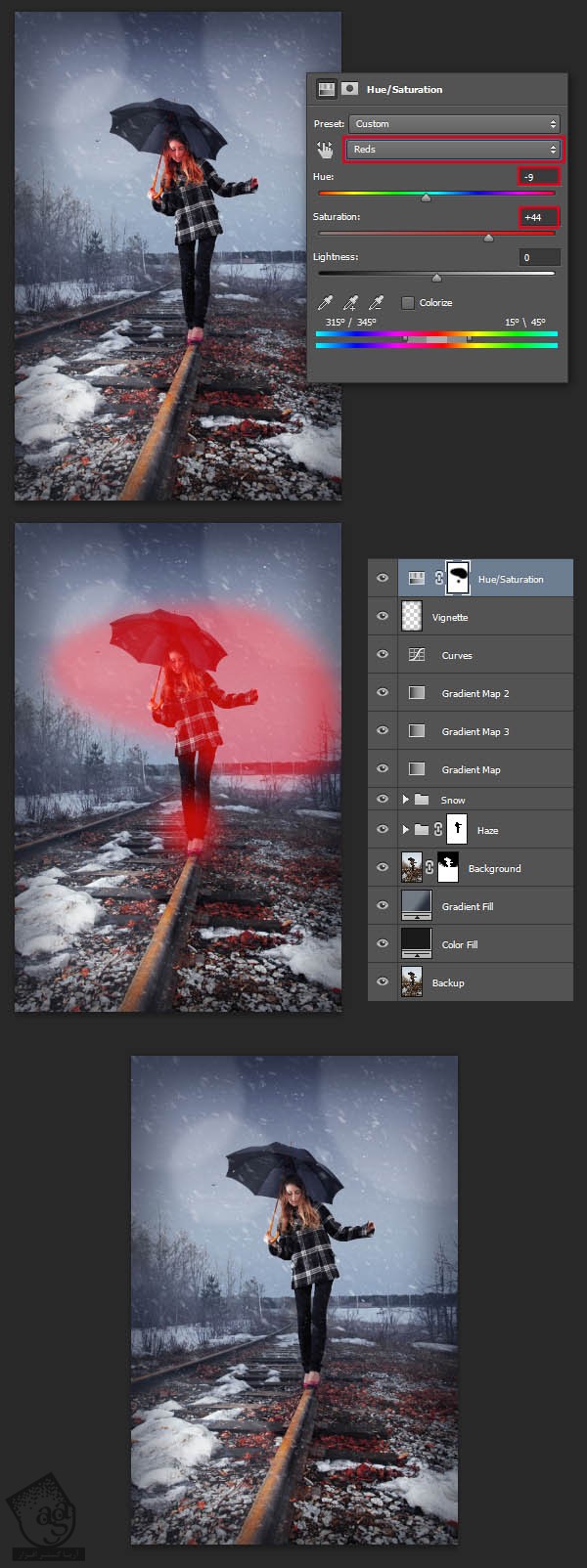 آموزش Photoshop : نحوه اضافه کردن دانه های برف به تصویر