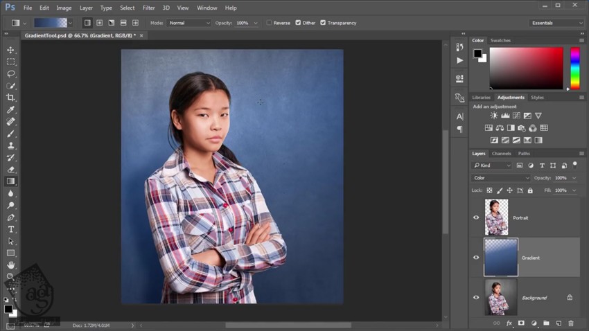 آموزش Photoshop : نحوه استفاده از ابزار Gradient