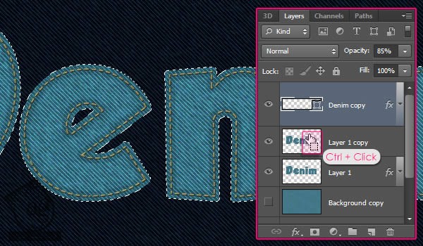 آموزش Photoshop : طراحی افکت متنی جین دوخته – قسمت دوم