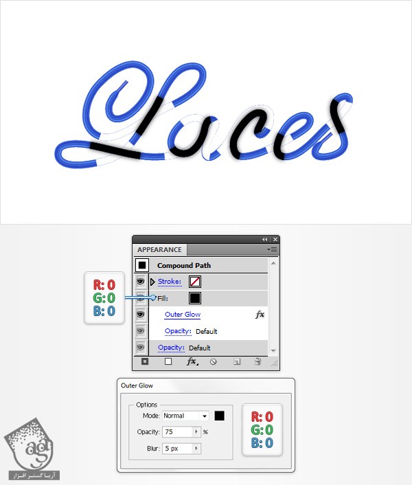 استفاده از قلموی Pattern برای طراحی افکت متنی بند کفش با Illustrator