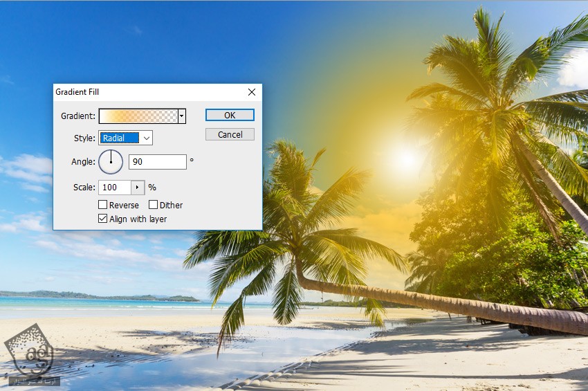 آموزش Photoshop : افکت نور خورشید