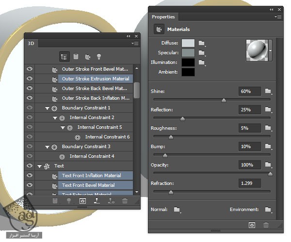 آموزش Photoshop : طراحی افکت متنی سفید – طلایی براق