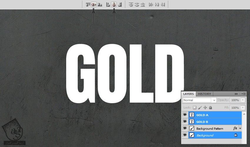 آموزش Photoshop : افکت متنی طلا  - قسمت اول