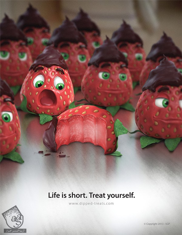 آموزش Photoshop : طراحی تبلیغات با طرح توت فرنگی با تکنیک های ویرایش تصویر – قسمت سوم