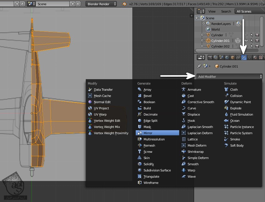 آموزش Blender : مدل سازی هواپیمای Low Poly برای بازی – قسمت دوم