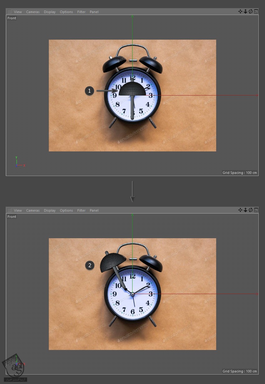 آموزش Cinema4D : مدل سازی ساعت زنگ دار – قسمت دوم