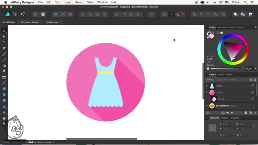 آموزش Affinity Designer : طراحی آیکن سبد خرید و لباس