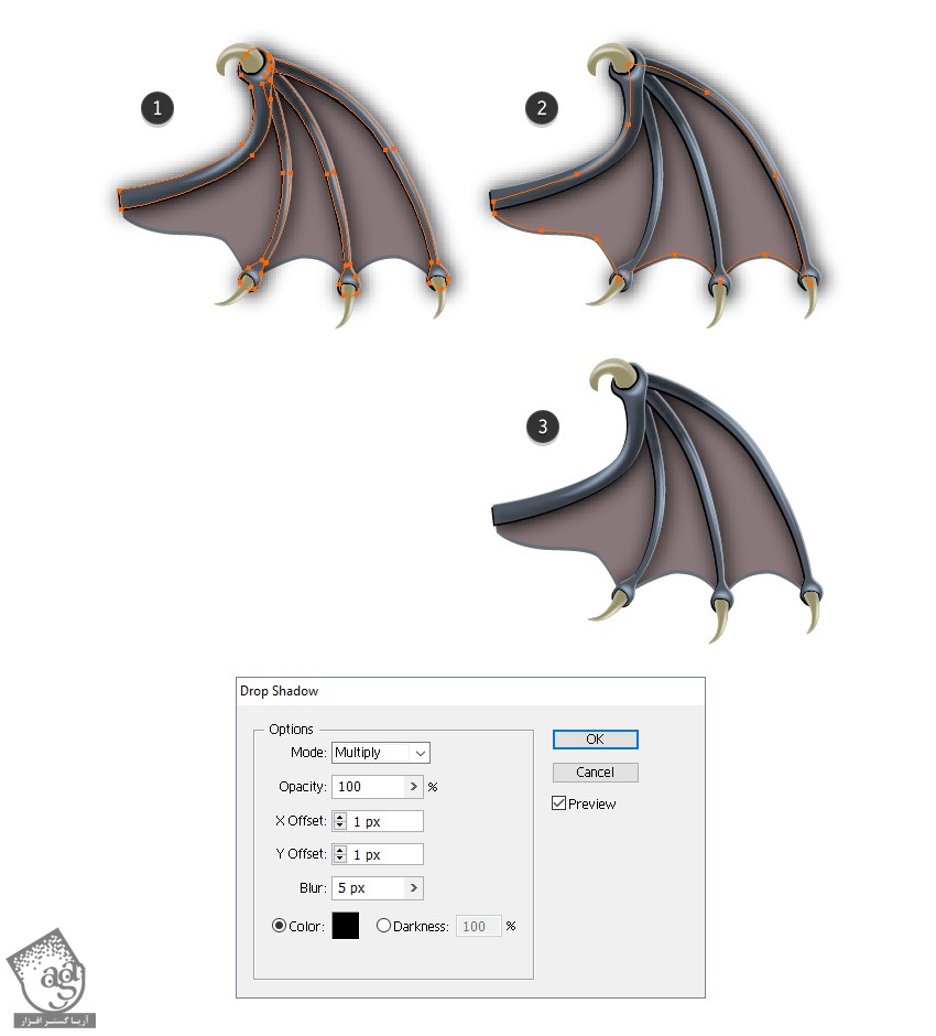 آموزش Illustrator : طراحی کاراکتر خفاش- قسمت دوم
