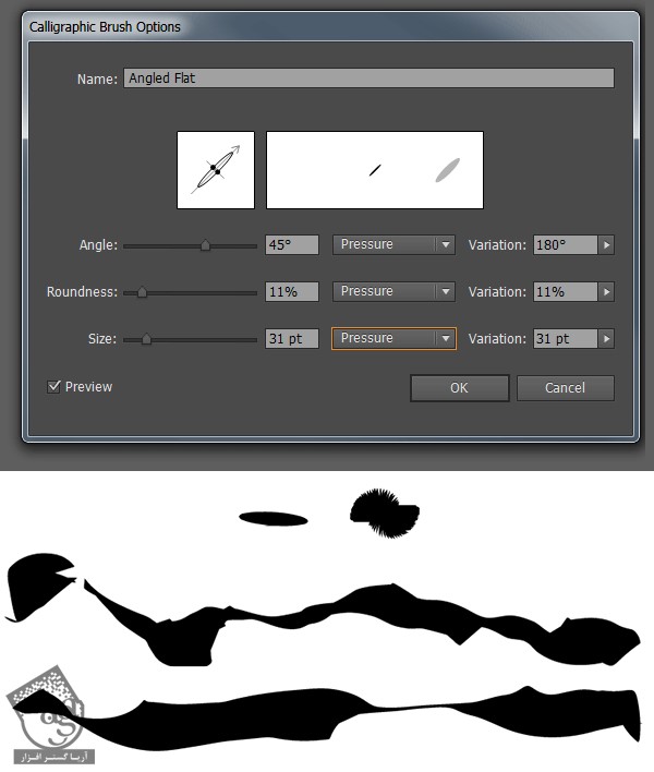 آموزش Illustrator : ایجاد، استفاده و ادیت قلموی Calligraphic
