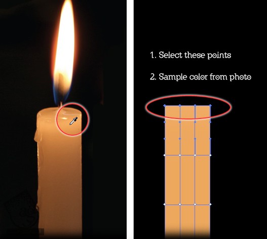 آموزش Illustrator : طراحی شمع با Gradient Mesh