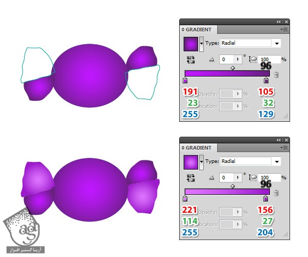 آموزش Illustrator : طراحی شکلات آبنباتی