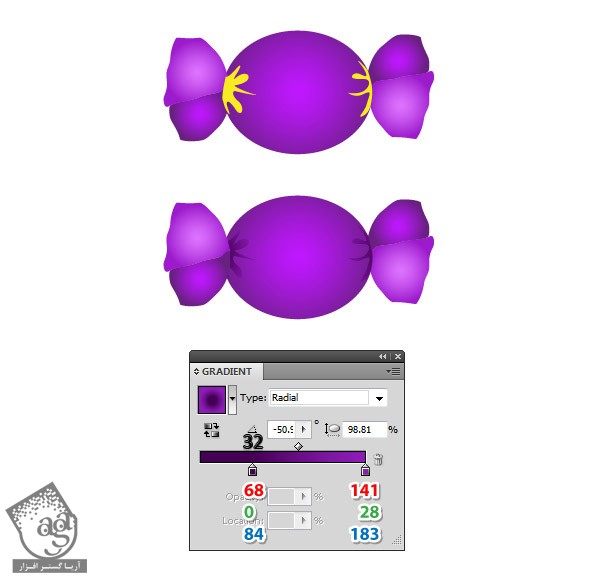 آموزش Illustrator : طراحی شکلات آبنباتی