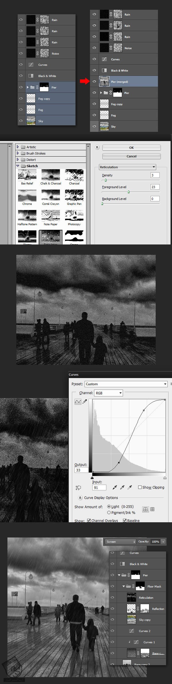 آموزش Photoshop : اضافه کردن باران به تصویر