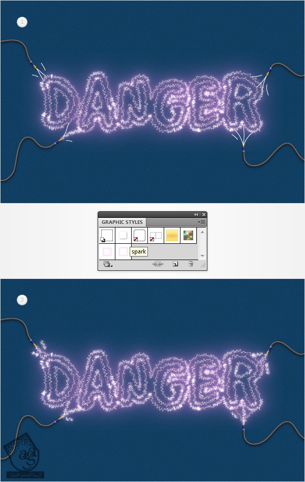طراحی افکت متنی الکتریکی با Illustrator – قسمت دوم