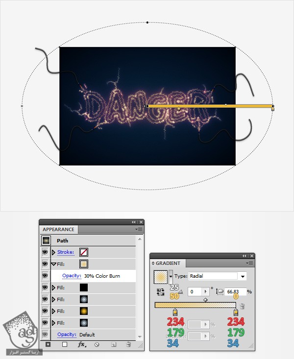 طراحی افکت متنی الکتریکی با Illustrator – قسمت دوم