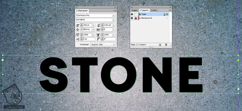 آموزش InDesign : افکت متنی کنده کاری روی سنگ