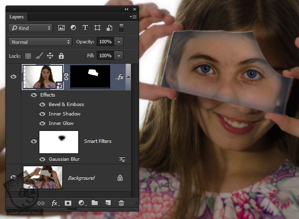 آموزش Photoshop : افکت بازتاب شیشه روی سفال