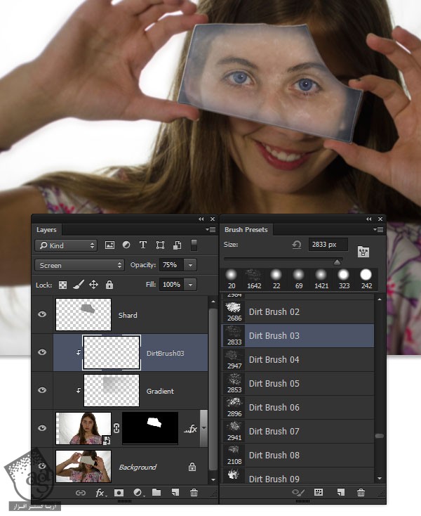 آموزش Photoshop : افکت بازتاب شیشه روی سفال