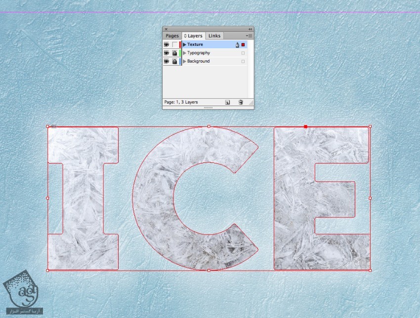 آموزش InDesign : طراحی افکت متنی یخ