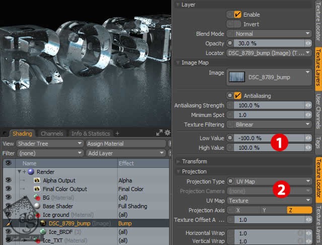 آموزش Modo و Photoshop : طراحی سه بعدی افکت متنی یخ – قسمت دوم
