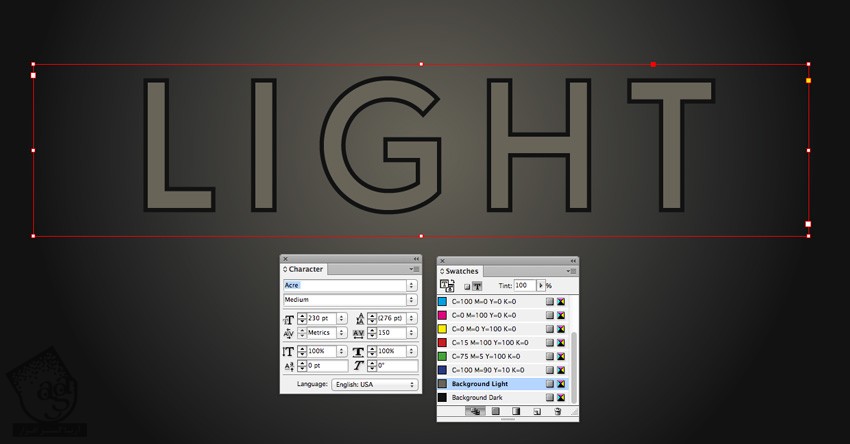آموزش InDesign : طراحی افکت متنی با لامپ های درخشان