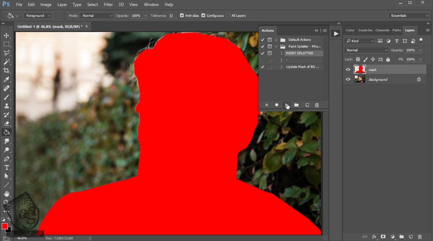 آموزش Photoshop : طراحی افکت تصویری پاشیدن رنگ با Action
