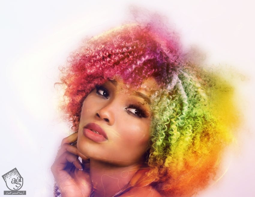 آموزش Photoshop : رنگ آمیزی رنگین کمانی موها