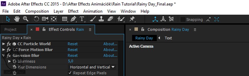 آموزش After Effects : طراحی منظره بارانی