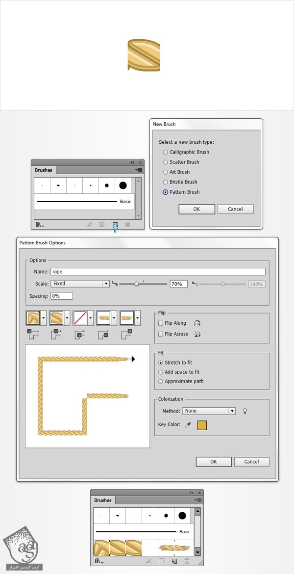 آموزش Illustrator : استفاده از Pattern Brush برای طراحی افکت متنی روبان