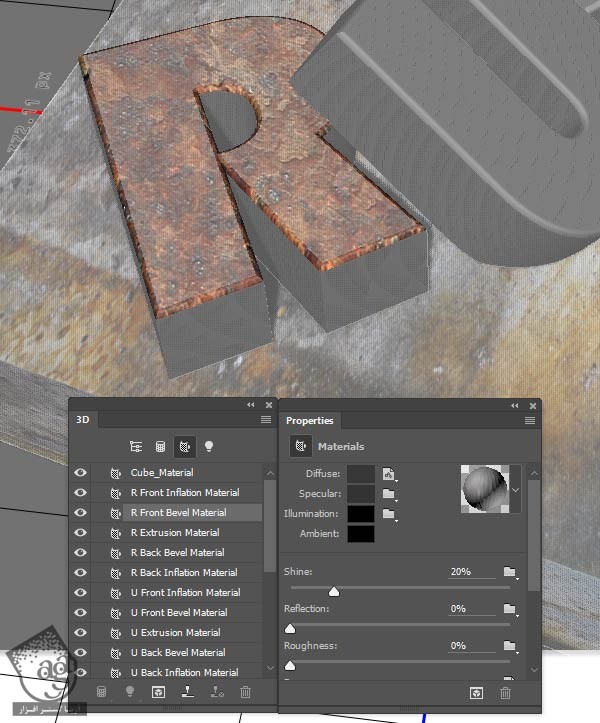 آموزش Photoshop : طراحی افکت متنی فلز پوسیده