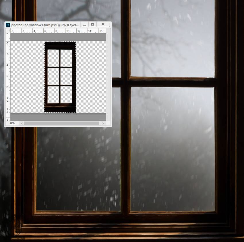 آموزش Photoshop : طراحی منظره پنجره ترسناک