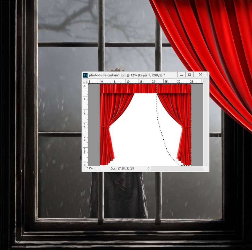 آموزش Photoshop : طراحی منظره پنجره ترسناک