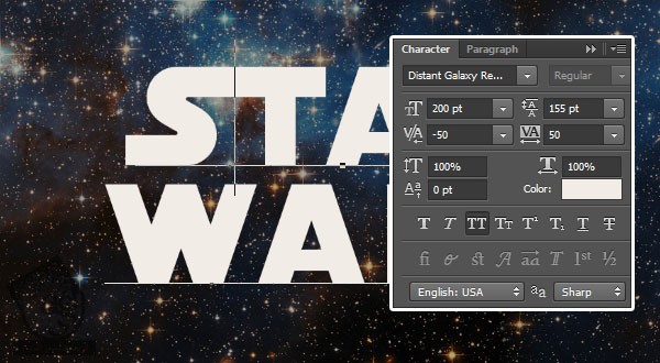 آموزش Photoshop : طراحی افکت متنی جنگ ستارگان