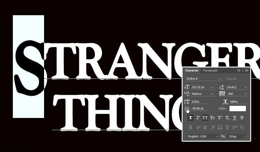آموزش Photoshop : طراحی افکت متنی Stranger Things
