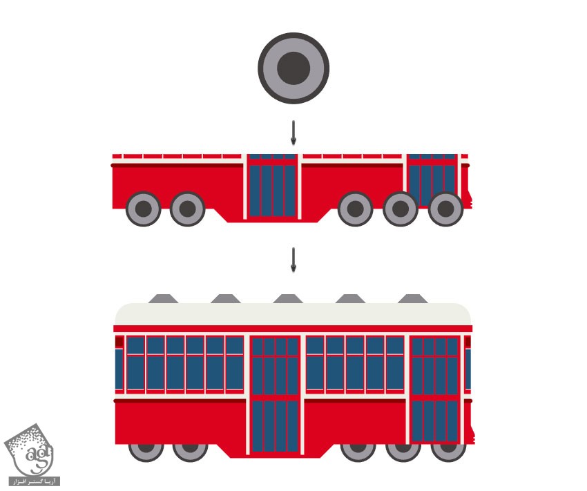 آموزش Illustrator : طراحی اتوبوس برقی