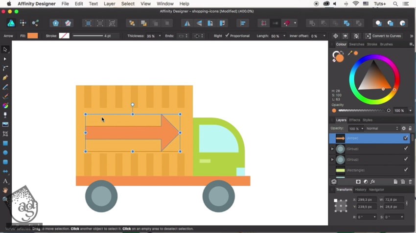 آموزش Affinity Designer : طراحی آیکن کامیون