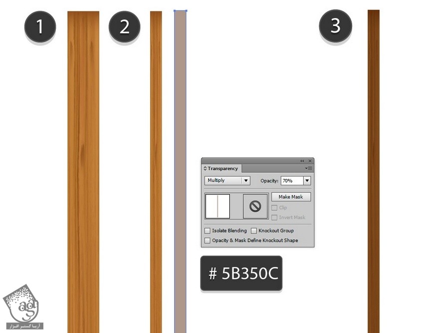 آموزش Illustrator : طراحی پنجره چوبی همراه با پرده
